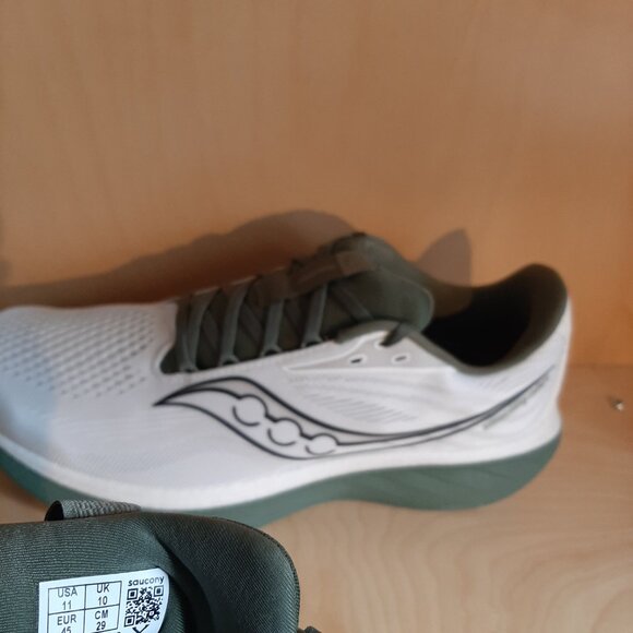 Mens Saucony Ride 18 size 11 white & olive green - Picture 9 of 9